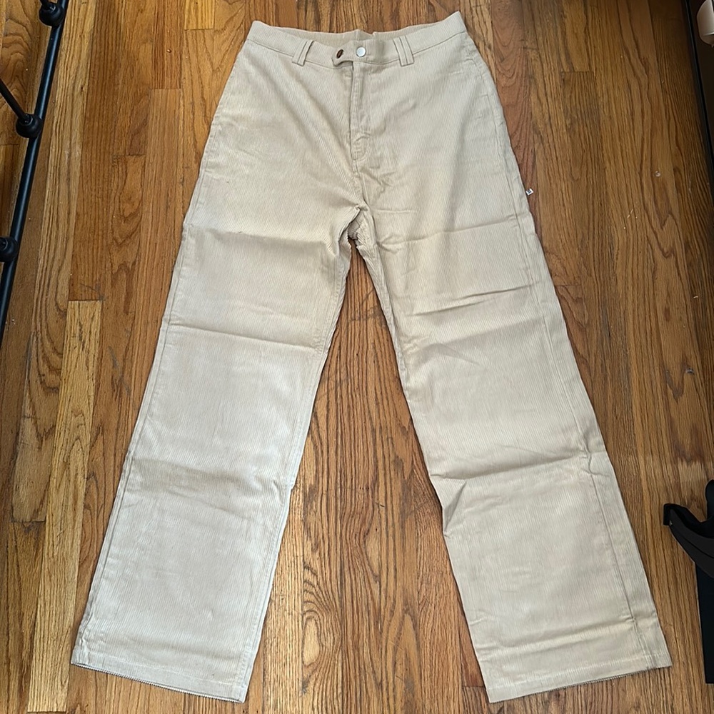 Princess Polly beige corduroy pants. Flare at the bottom
